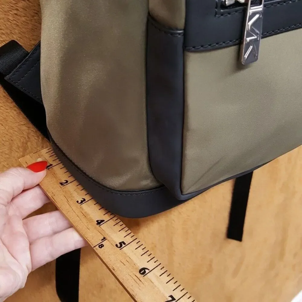 MICHAEL KORS Mens Backpack Olive Green Nylon MALONE Travel Workwear School $198